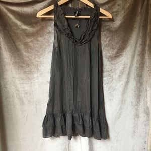 Purple Hearts Silk Cotton Ruffle Dress Top